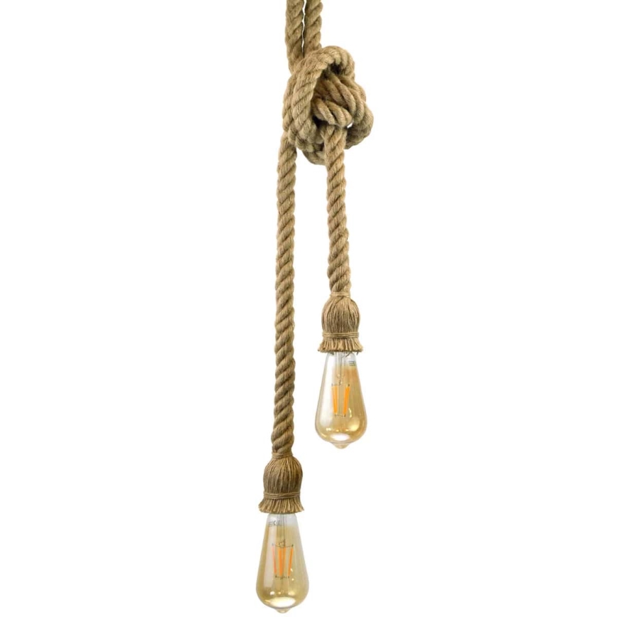 LED ljuskrona med textilsladd ROPE 2xE27/10W/230V