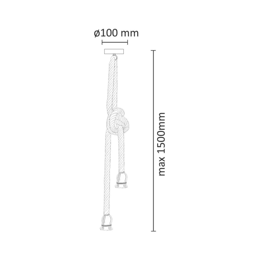 LED ljuskrona med textilsladd ROPE 2xE27/10W/230V