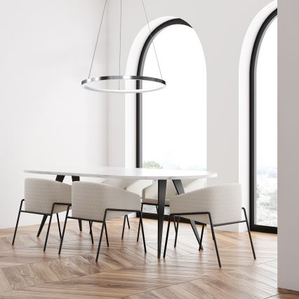 LED ljuskrona med textilsladd ROTONDA LED/27W/230V skinande krom