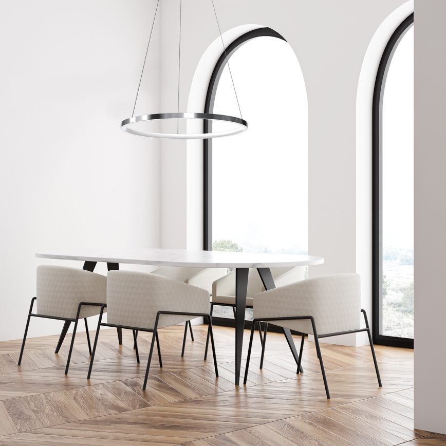 LED ljuskrona med textilsladd ROTONDA LED/27W/230V skinande krom