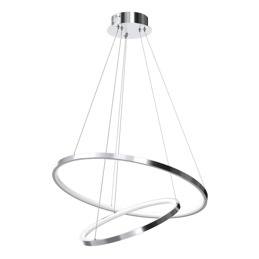 LED ljuskrona med textilsladd ROTONDA LED/51W/230V skinande krom