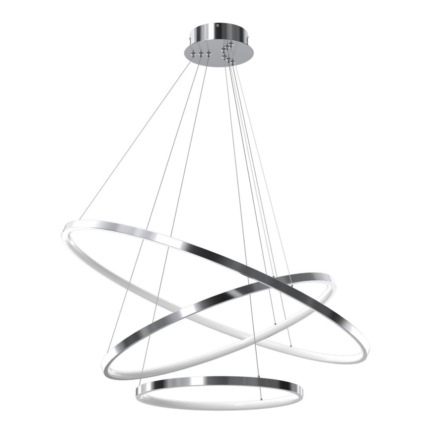 LED ljuskrona med textilsladd ROTONDA LED/93W/230V skinande krom