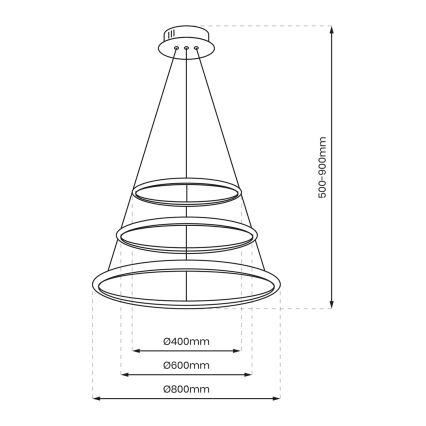 LED ljuskrona med textilsladd ROTONDA LED/93W/230V skinande krom