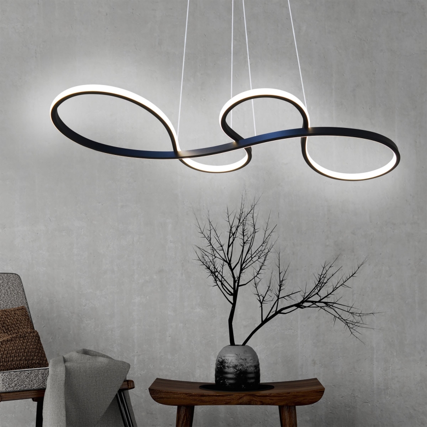 LED ljuskrona med textilsladd SALSA LED/38W/230V 4000K svart
