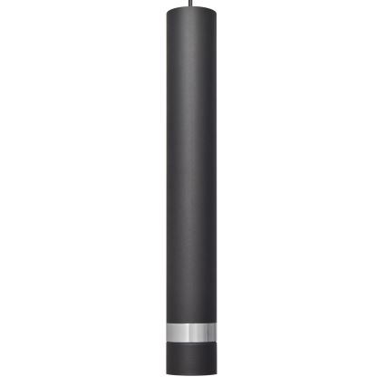 LED ljuskrona med textilsladd TUBA 1xGU10/4,8W/230V svart/skinande krom