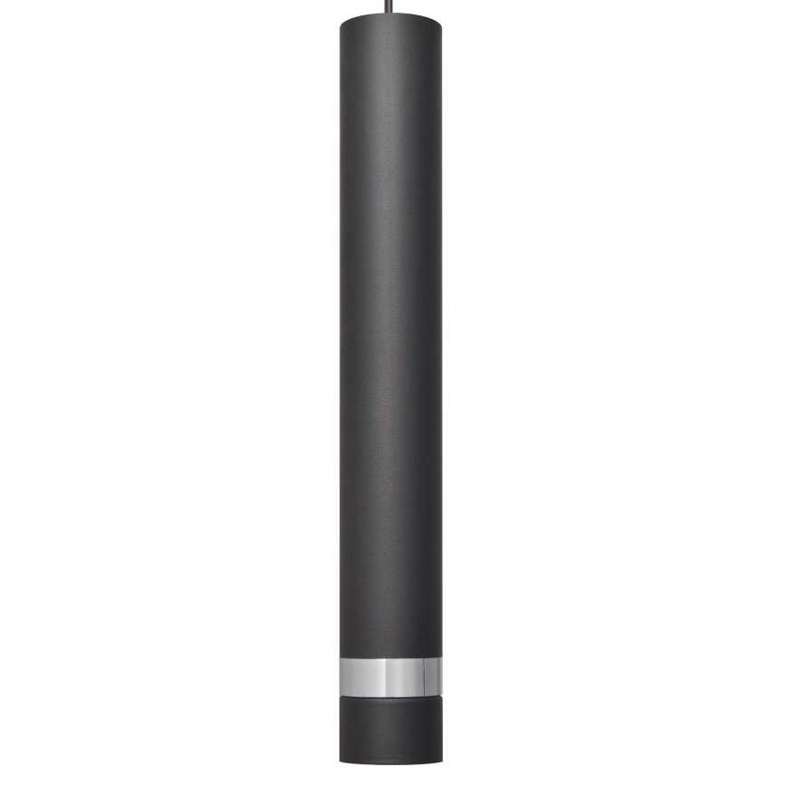 LED ljuskrona med textilsladd TUBA 1xGU10/4,8W/230V svart/skinande krom