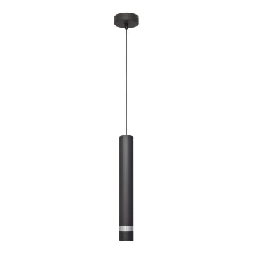 LED ljuskrona med textilsladd TUBA 1xGU10/4,8W/230V svart/skinande krom