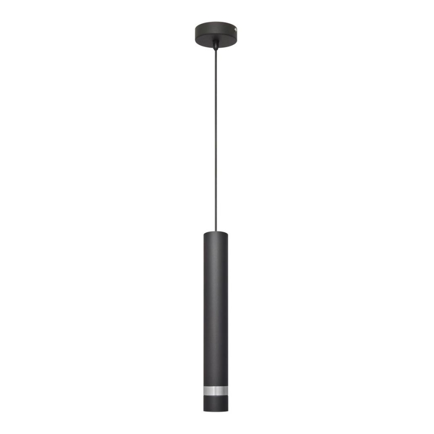 LED ljuskrona med textilsladd TUBA 1xGU10/4,8W/230V svart/skinande krom