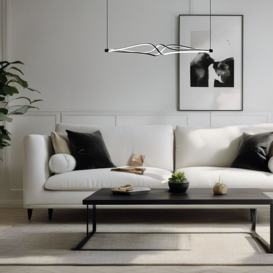 LED ljuskrona med textilsladd TWISTER LED/56W/230V svart