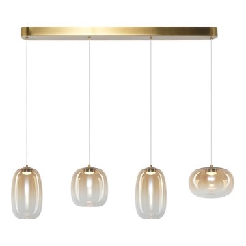 LED ljuskrona med textilsladd VASO LED/15W/230V guld/rökig