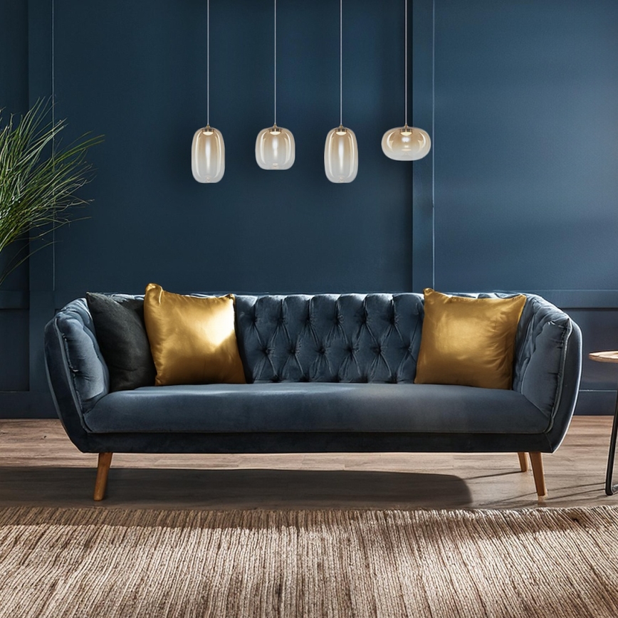 LED ljuskrona med textilsladd VASO LED/15W/230V guld/rökig