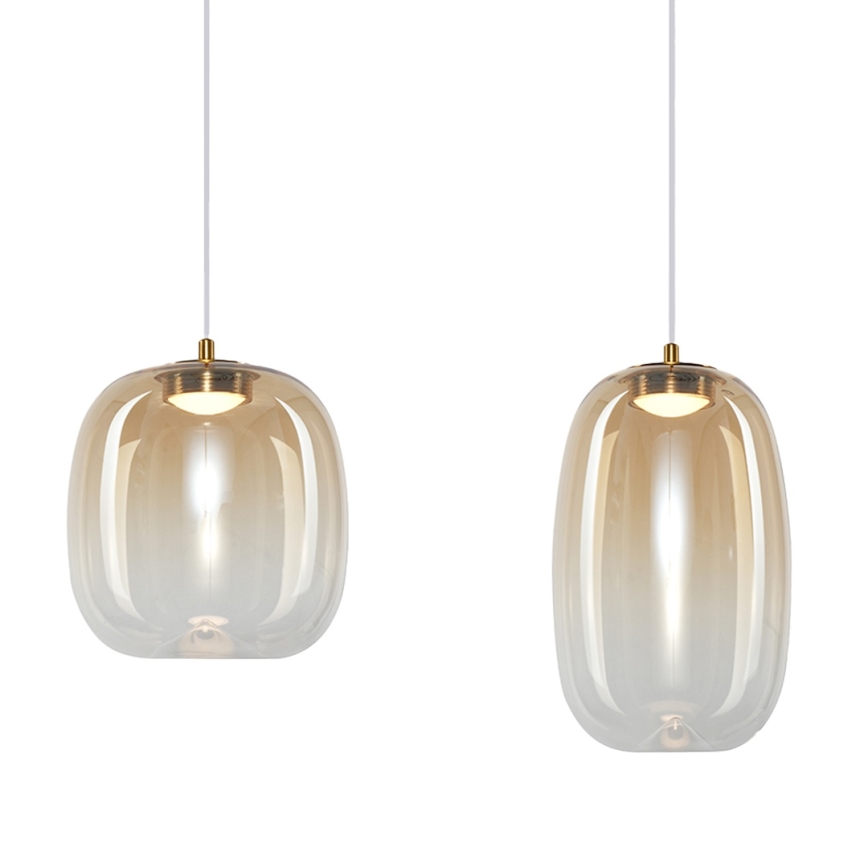 LED ljuskrona med textilsladd VASO LED/15W/230V guld/rökig