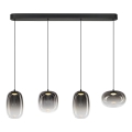LED ljuskrona med textilsladd VASO LED/15W/230V svart/rökig