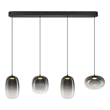 LED ljuskrona med textilsladd VASO LED/15W/230V svart/rökig