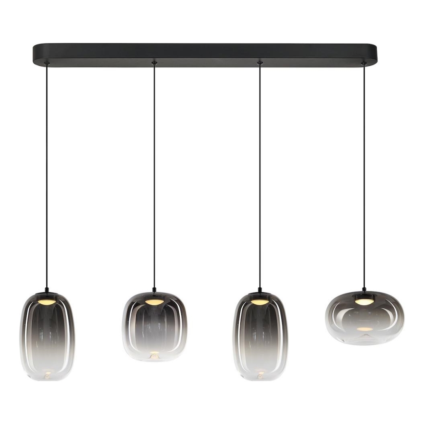 LED ljuskrona med textilsladd VASO LED/15W/230V svart/rökig