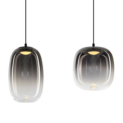 LED ljuskrona med textilsladd VASO LED/15W/230V svart/rökig