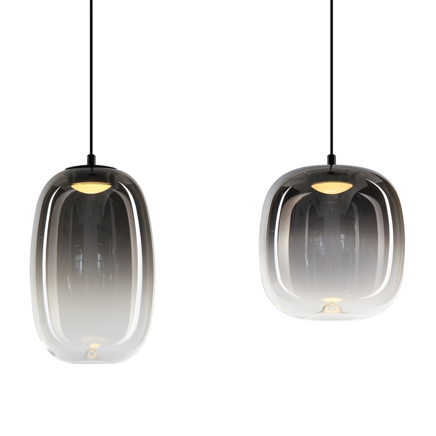 LED ljuskrona med textilsladd VASO LED/15W/230V svart/rökig