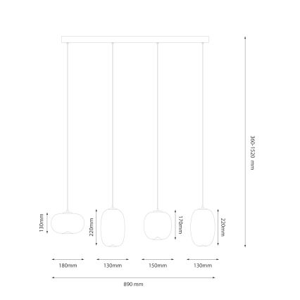 LED ljuskrona med textilsladd VASO LED/15W/230V svart/rökig