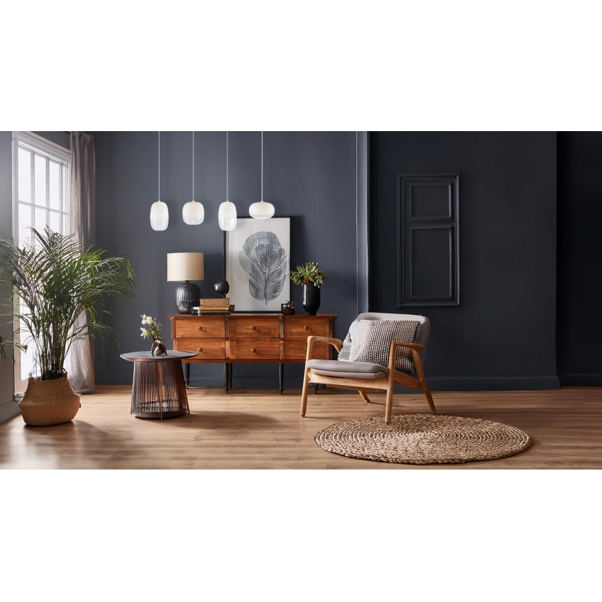 LED ljuskrona med textilsladd VASO LED/15W/230V vit