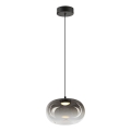 LED ljuskrona med textilsladd VASO LED/4W/230V diameter 18 cm svart/rökig