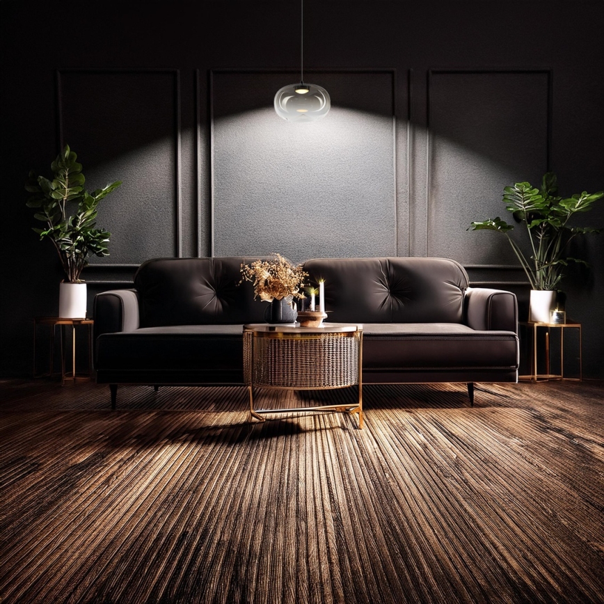 LED ljuskrona med textilsladd VASO LED/4W/230V diameter 18 cm svart/rökig