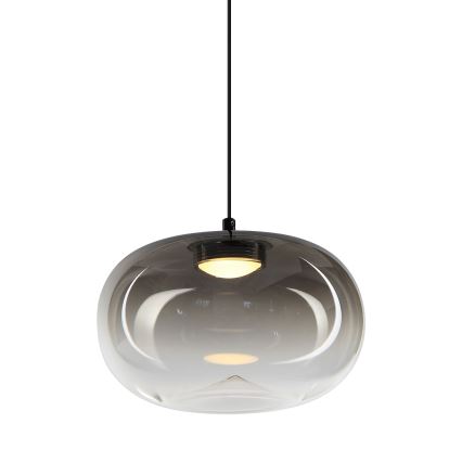LED ljuskrona med textilsladd VASO LED/4W/230V diameter 18 cm svart/rökig