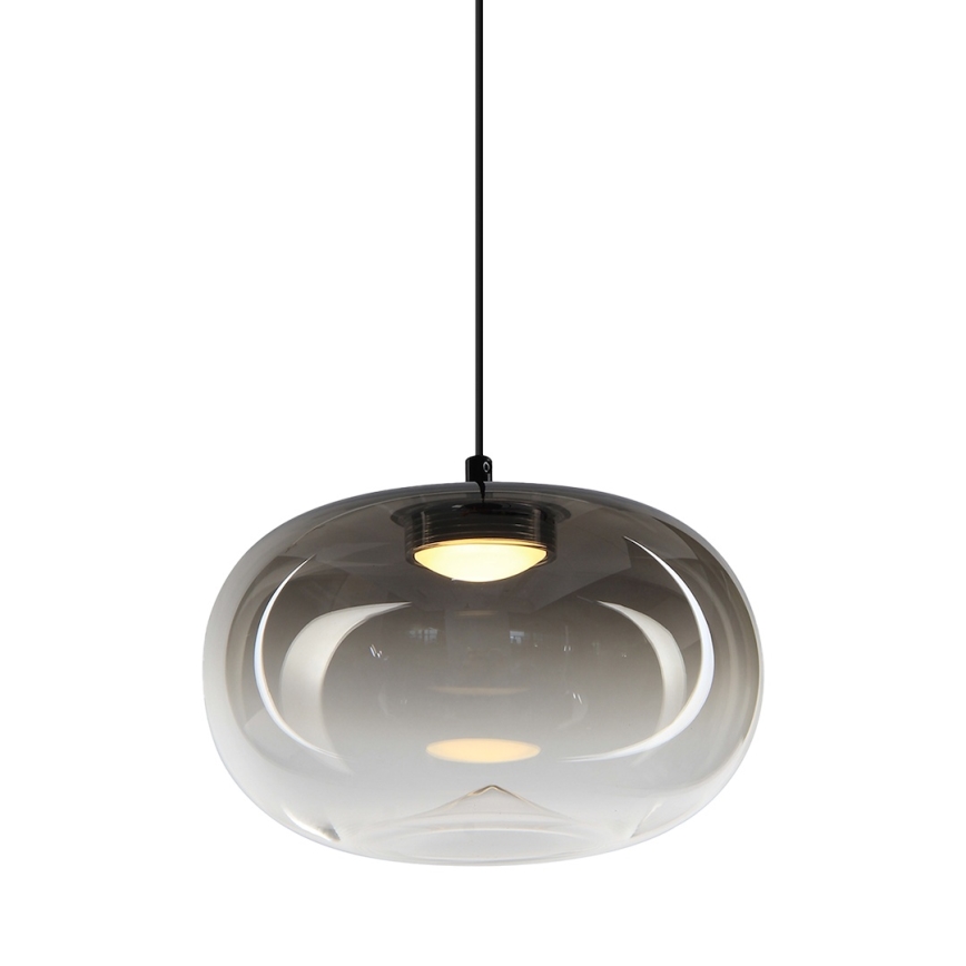 LED ljuskrona med textilsladd VASO LED/4W/230V diameter 18 cm svart/rökig