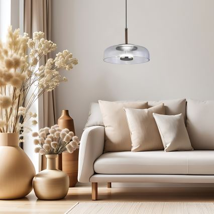 LED ljuskrona med textilsladd VETRO LED/6W/230V diameter 23 cm grå/svart