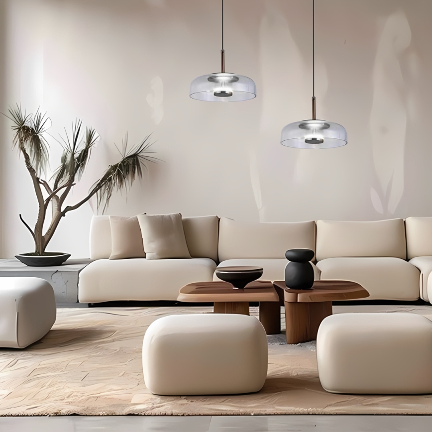LED ljuskrona med textilsladd VETRO LED/6W/230V diameter 23 cm grå/svart