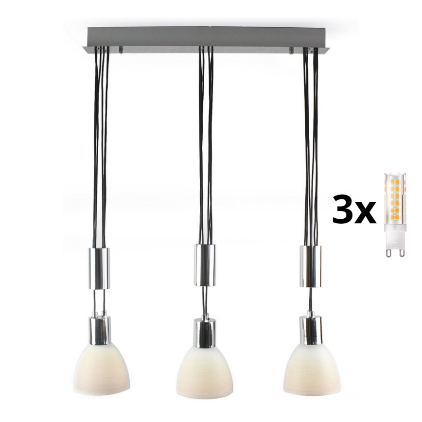 LED ljuskrona med textilsladd WENDY 3xG9/33W/230V