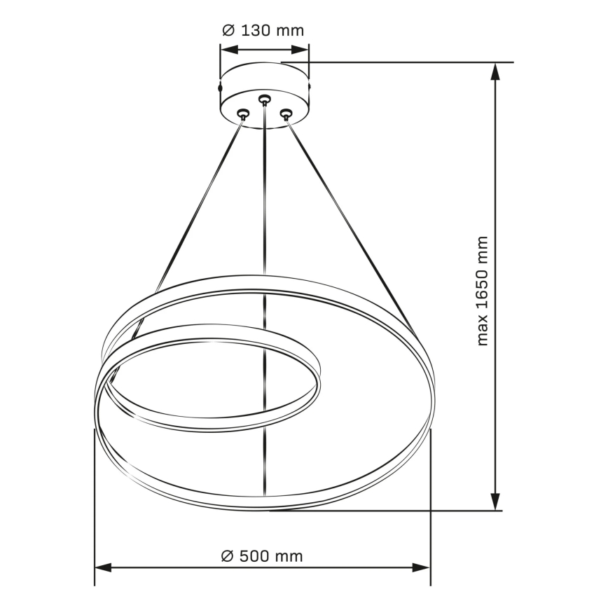 LED ljuskrona med textilsladd ZEFIRA LED/40W/230V 4000K diameter 50 cm skinande krom