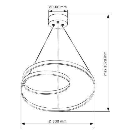 LED ljuskrona med textilsladd ZEFIRA LED/52W/230V 4000K diameter 60 cm antracit