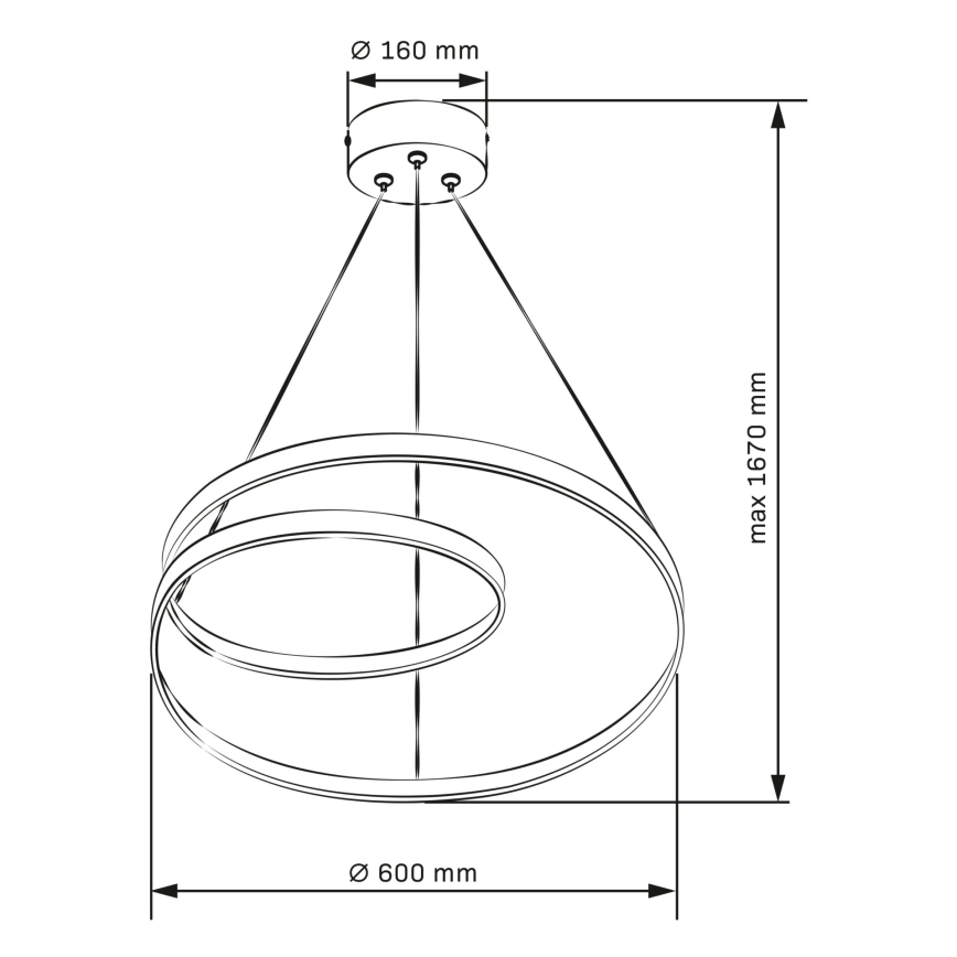 LED ljuskrona med textilsladd ZEFIRA LED/52W/230V 4000K diameter 60 cm antracit