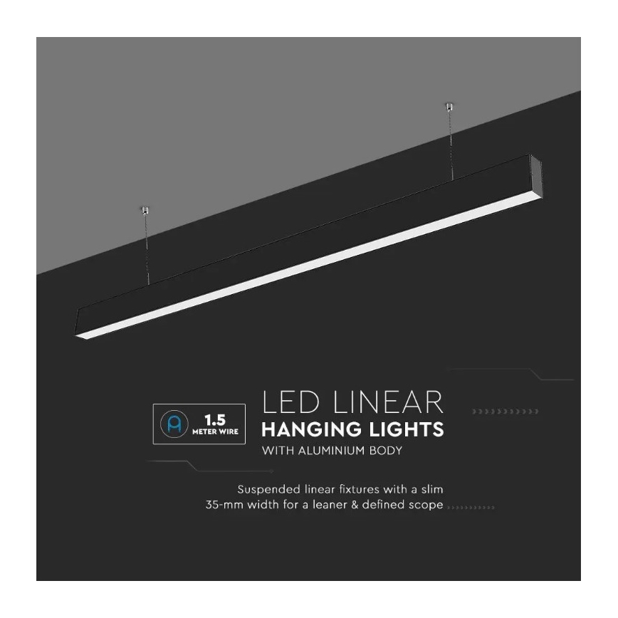 LED Ljuskrona med upphängning SAMSUNG CHIP LED/40W/230V 6400K svart