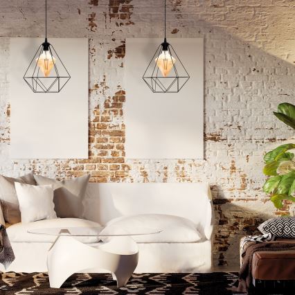 LED Ljuskrona med upphängningsrem ALAMBRE 1xE27/4W/230V svart