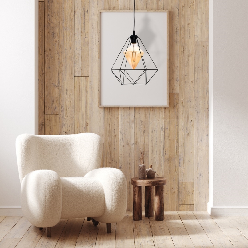 LED Ljuskrona med upphängningsrem ALAMBRE 1xE27/4W/230V svart