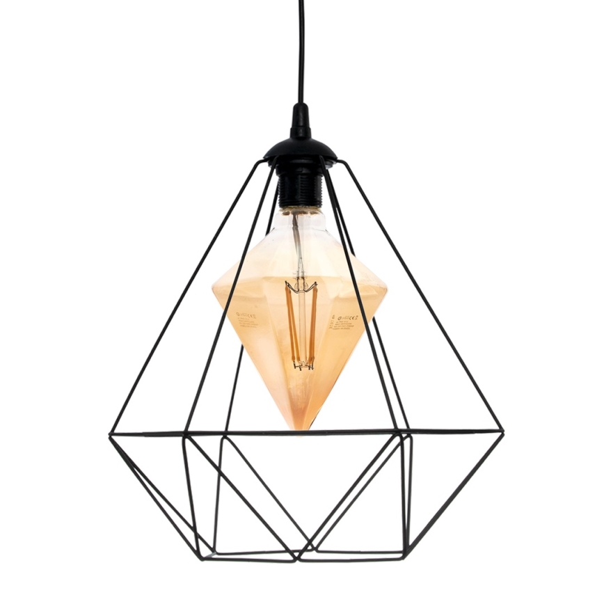 LED Ljuskrona med upphängningsrem ALAMBRE 1xE27/4W/230V svart