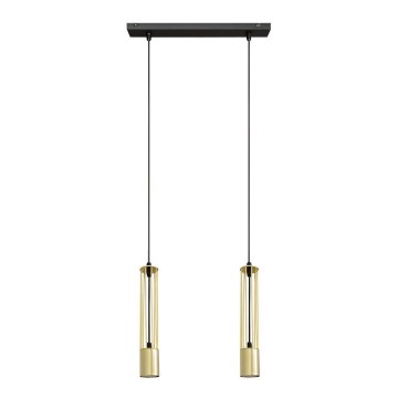 LED Ljuskrona med upphängningsrem BARS 2xGU10/4,8W/230V guld/svart