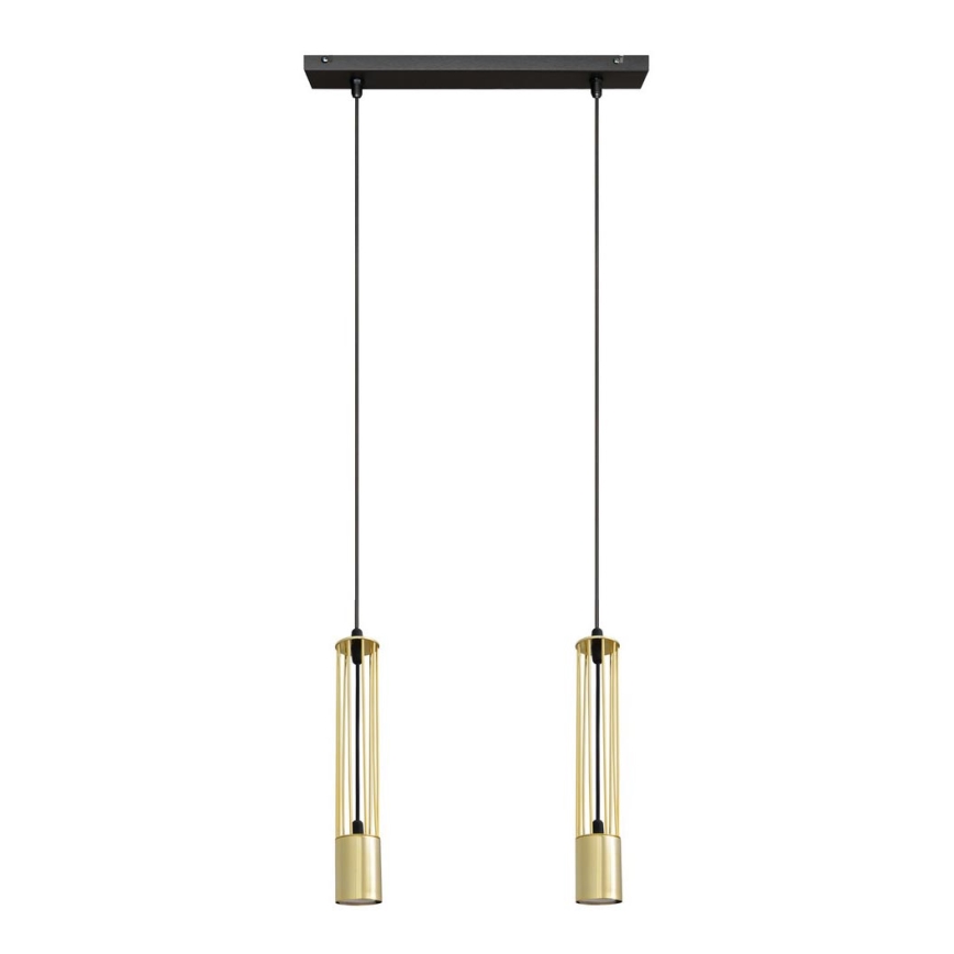 LED Ljuskrona med upphängningsrem BARS 2xGU10/4,8W/230V guld/svart
