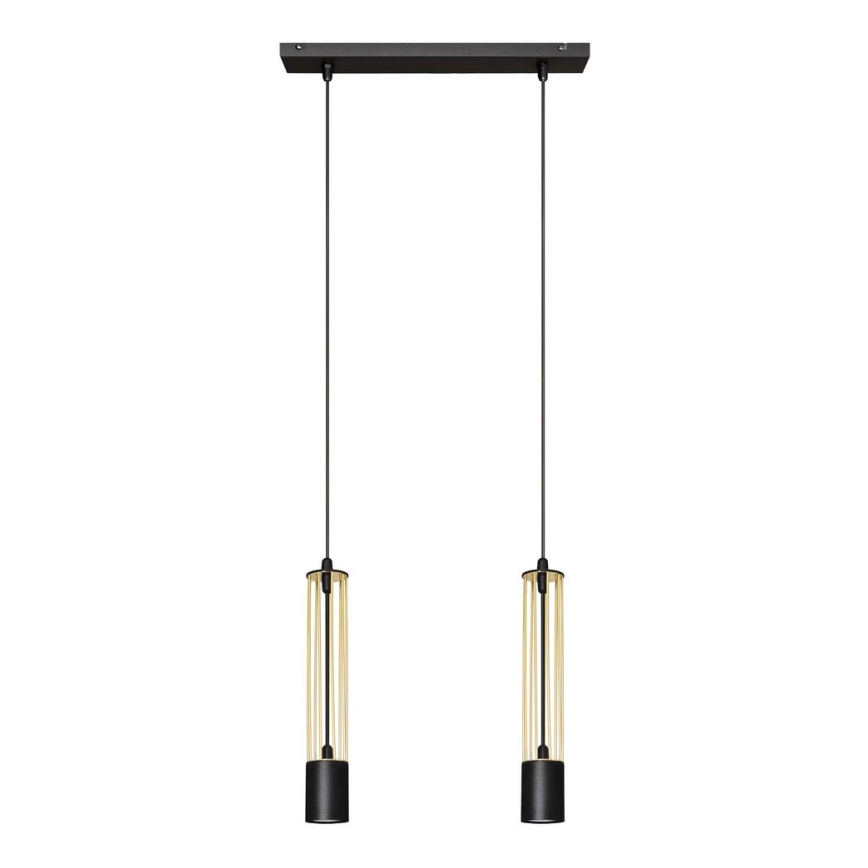 LED Ljuskrona med upphängningsrem BARS 2xGU10/4,8W/230V svart/gyllene