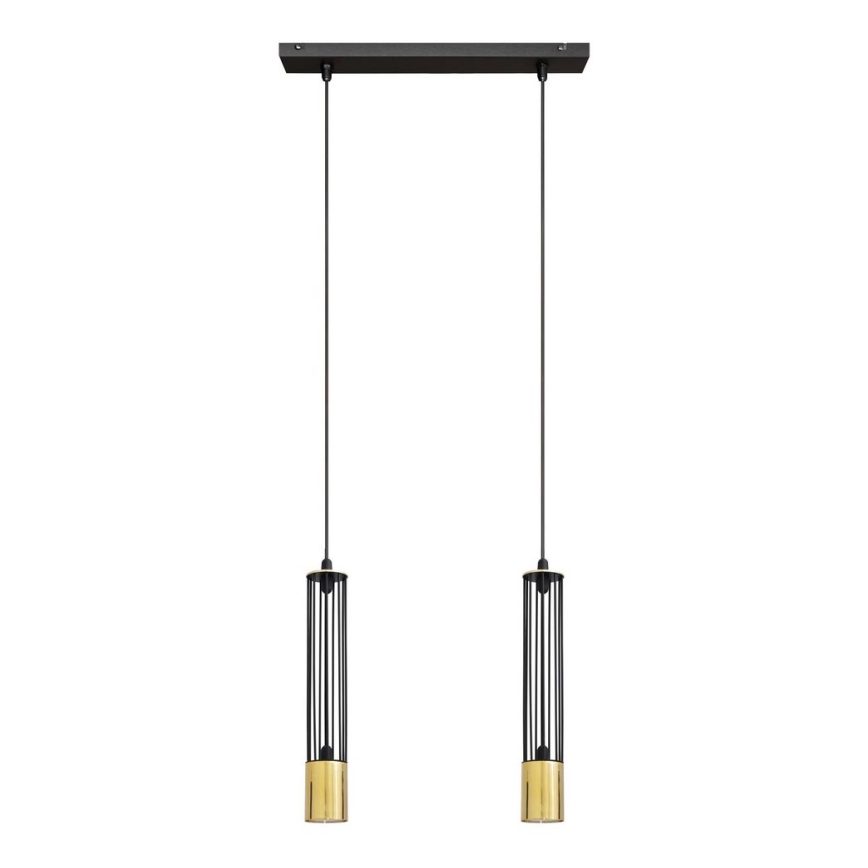 LED Ljuskrona med upphängningsrem BARS 2xGU10/4,8W/230V svart/gyllene