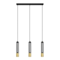 LED Ljuskrona med upphängningsrem BARS 3xGU10/4,8W/230V svart/gyllene