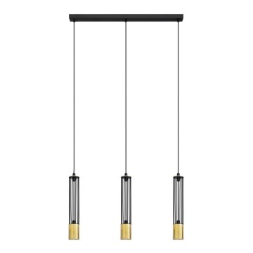 LED Ljuskrona med upphängningsrem BARS 3xGU10/4,8W/230V svart/gyllene