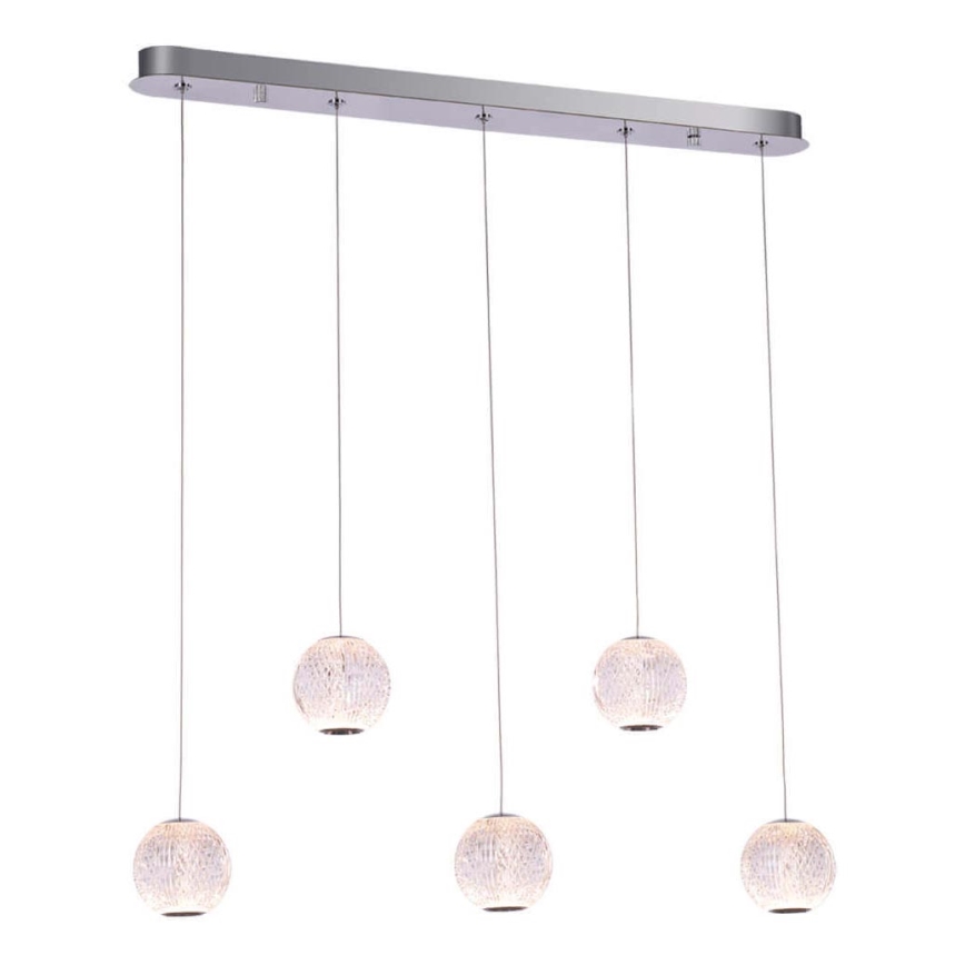 LED ljuskrona med upphängningsrem ESMOND 5xLED/4,8W/230V skinande krom