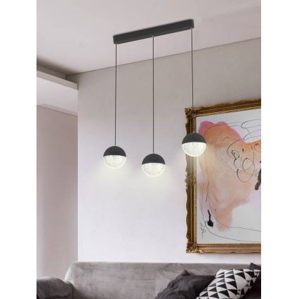 LED Ljuskrona med upphängningsrem  FURNI 3xLED/5W/230V svart 