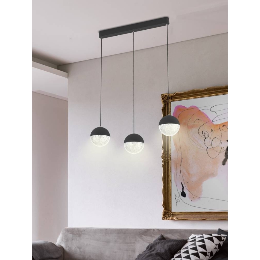 LED Ljuskrona med upphängningsrem  FURNI 3xLED/5W/230V svart 