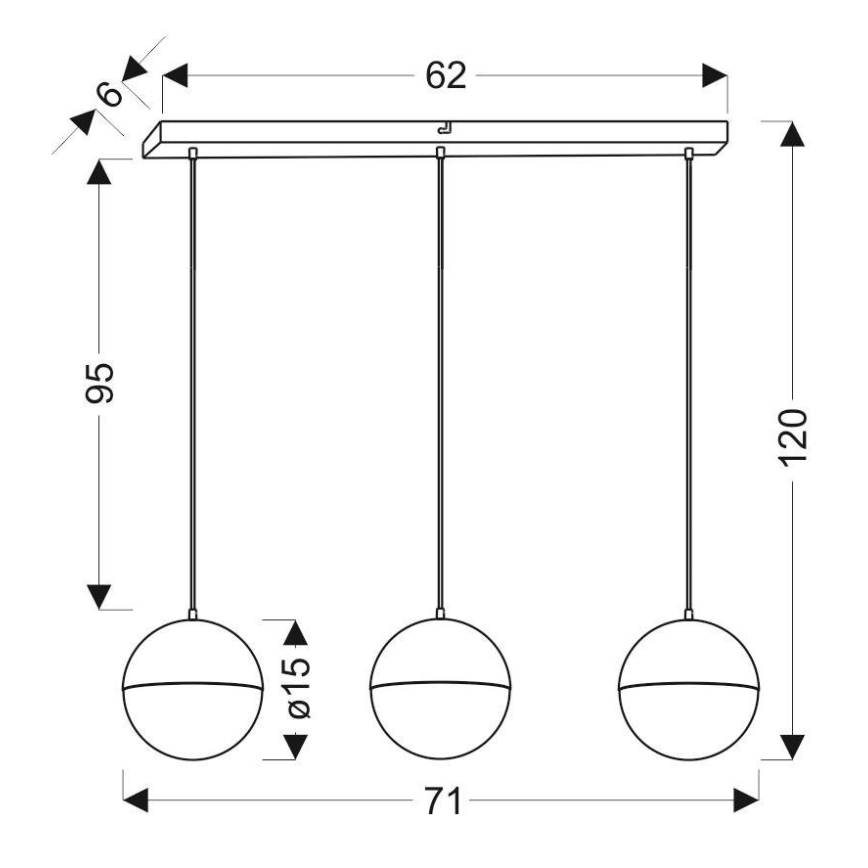 LED Ljuskrona med upphängningsrem  FURNI 3xLED/5W/230V svart 