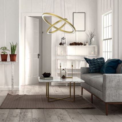 LED ljuskrona med upphängningsrem GALAXIA LED/46W/230V gyllene