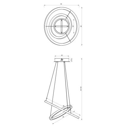 LED ljuskrona med upphängningsrem GALAXIA LED/46W/230V gyllene