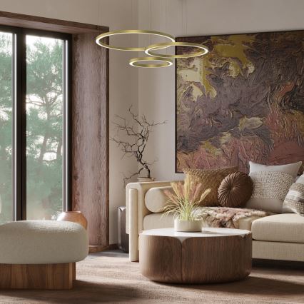 LED ljuskrona med upphängningsrem GALAXIA LED/85W/230V gyllene
